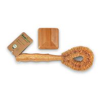 Washing Up Brush Set | Eco Brush Set | Coconut Scourer and Bamboo Pan Scraper | Pot Brush | Dish Cleaner | Eco Scourer with Bamboo Handle | Wash Up brush and Pot Scraper | Eco Cleaning | Bambaw