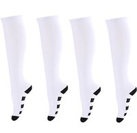 MojaSports Graduated Compression Socks (2 Pair) Athletic Medical Sports Stockings. (CSX) (White/Black Stripes, Large/X-Large)
