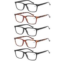 5 Pack Reading Glasses Men Women Spring Hinges Comfortable Glasses for Reading (3 Black 2 Tortoise, 1.75)