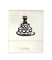 50 White Imprinted Wedding Cake Matches Matchbooks Wedding, Anniversary, Birthday, Party, Your Choice of Color of Print