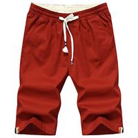 STORTO Mens Solid Shorts Casual Fashion Fitness Cargo Bind Tight Pockets Shorts with Lining Red