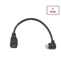 Micro USB Extension Cable，Micro-B Male to Female Extension Cable 27 cm, Micro USB 5 Pin Male to Female, for Samsung, HTC, Huawei Mobile Phones, Tablets, Driving recorders, Drones, etc -1 Left 1 Right