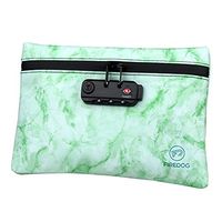 Sanmubo Trade Smell Proof Bag with Built-in Combo Lock | 9.8x6.7 Inches Waterproof Odorless Pouch Case Smart Air Tight Storage Bag for Cosmetics, Toiletries, Stationery, Documents, Books - Leather