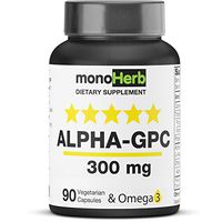 Alpha-GPC Choline Supplement, Alpha-GPC 600 mg Servings in 300 mg 90 Vegan Capsules with Omega 3, Nootropic for Brain Support, Focus, Memory, Motivation, and Energy