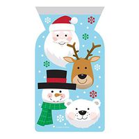 Creative Converting 339333 Christmas Characters Shaped Cello Bags, 9" x 5", Multi-color