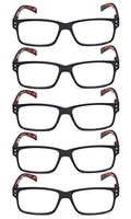 Reading Glasses 5 Pairs Reader Eyeglasses Spring Hinge Glasses Reading Men Women (DEMI Arm, 1.00)