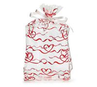Red Valentine Scrolling Hearts 4x2x9" Medium Cello Party Treat Food Snack Bags (40)