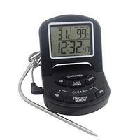 AGAWA Digital Food Thermometer,Meat Cooking Thermometer with Probe and Timer Large LCD Meat Thermometer for Kitchen BarbecueBlack