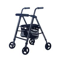 TYJ-USA Elderly Walker Pushable Sitting Old Collapsible Walker Two Wheels Steady Wheel Shopping Cart Wheelchair Adjustable Height Safety and Stability (Color : Black, Size : 7858cm)