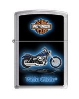Zippo Harley-Davidson Wide Glide Motorcycle Brushed Chrome Pocket Lighter
