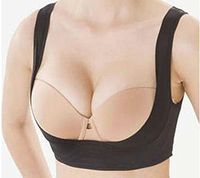 Geoot Lady Chest Support Belt Band Posture Corrector Brace Body Sculpting Strap Back Shoulder Vest (M, Black)