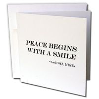 3dRose Greeting Cards, 6 x 6 Inches Mother Teresa Quote, Peace Begins with A Smile (gc_164000_1)