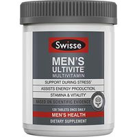 Swisse Premium Ultivite Daily Multivitamin for Men | Energy & Stress Support, Rich in Antioxidant & Minerals | Vitamin A, Vitamin C, Vitamin D, Biotin, Calcium, Zinc & More | 120 Count Tablets