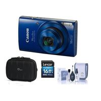 Canon PowerShot ELPH 190 is 20MP Digital Camera, Blue - Bundle with 16GB Class 10 SDHC Card, Camera Case, Cleaning Kit