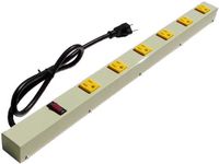 24 inch 6 Outlet Metal Outlet Strip, Beige