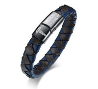 VNOX Medical Symbol Caduceus Blood THINNER Genuine Leather Braided Stainless Steel Magnetic Clasp Cuff Bracelet