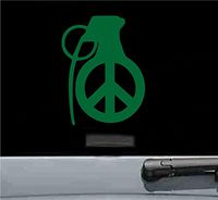 JS Artworks Peace Sign Grenade Vinyl Decal Sticker (Green)