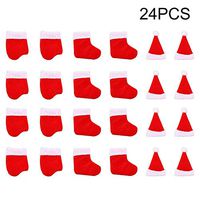 Angmile Christmas Theme Decorative Forks Spoons Gift Set 24Pcs/Set Christmas Socks+Christmas Gloves+Christmas Hats Decoration Tableware Set