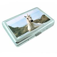 Unicorns Mythical Creature S3 Silver Cigarette Case Metal Wallet Id Holder 4" X 2.75" RFID Protection