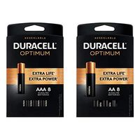 Duracell Optimum AAA Alkaline Batteries |1.5V Triple A Battery | 8 Count withDuracell Optimum AA Alkaline Batteries |1.5V Double A Battery |8 Count