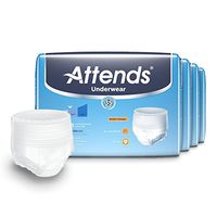 Attends Advanced Protective Underwear with Advanced DermaDry Technology for Adult Incontinence Care, Youth/Small, Unisex, 20 Count (Pack of 4)