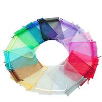 50 Pcs Organza Jewelry Gifts Drawable Box Wedding Gift Candy Mini Pouch Bag - Multicolor 9cm by 12cm Ameesi