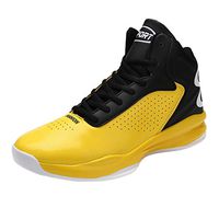 Men's Outdoor Shock Absorption Non-Slip Wear Resistant Basketball Sneakers Boy Wild Comfortable High Help Breathable Sports Shoes (Yellow, 8-Men-US)