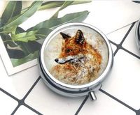 Compact 3 Compartment Medicine Case, Pill Box for Pocket or Purse Pill Box Decorative Pill Case with Gift Box Fox