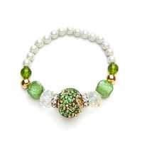 Peridot and Crystal Magnetic Therapy Stretch Bracelet (Size Medium - 7.5")