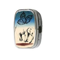 Mat Lock Elephant and Butterfly Wing Custom Unique Stainless Steel Fashion Square Pill Box Medicine Tablet Holder Decorative Metal Organizer