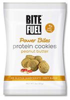 BITE FUEL Power Bites High Protein Cookies, Non GMO, Gluten Free, Low Carb - Peanut Butter Cookies, 3 Oz (Pack of 8)