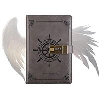 Peninsula Iron Box Digital Password Notepad Notebook Diary Daily Memos Planner Agenda Notebook Pu Leather Sketchbook with Lock Office Student Password JUSTMOO (Color : Grey)