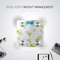 LYAOE Bluetooth Body Fat Scale Floral Pattern Small Yellow Smart Wireless Scale with LCD Display Measuring Body Weight Bmi and Health Digital Scale