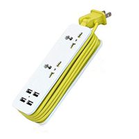 US Plug Travel Power Strip with 4 USB Ports, Cuitan Portable Wall Plug 2 Outlets Surge Protector Power Sockets 1.5M Power Supply Cord Charging Station for iPhone Samsung Home Electronics - Green