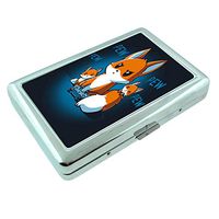 Gamer Fox Em1 Hip Silver Cigarette Case Id Holder Metal Wallet 4" X 2.75" RFID Protection