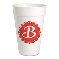 Personalized (A-Z) Foam Party Cups - Styrofoam 16oz 10 Pack (Letter"B")