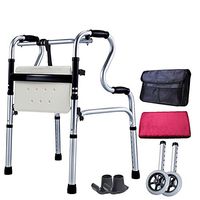 XHRHao Foldable Walker 8 Adjustable Height Levels Made of Aluminum Alloy Rollator Lightweight Shower Chair Portable Walk Assist for Elderly Silver (Color : Silver, Size : C)