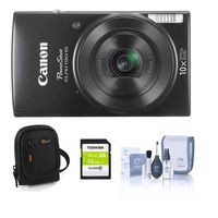 Canon PowerShot ELPH 190 is 20MP Digital Camera, Black - Bundle with 16GB Class 10 SDHC Card, Camera Case, Cleaning Kit