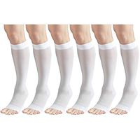 Sheer Compression Stockings, 15-20 mmHg, Women's Knee High Length, Open Toe, 20 Denier White X-Large (6 Pairs)
