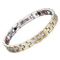 Womens 4 in 1 Elements Stainless Steel Healing Magnetic Bracelet for Arthritis Pain Relief Size Adjusting Tool and Gift Box Included