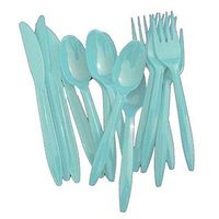 12 Pack Disposable Cutlery Spoons Colors Light Blue
