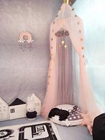 XINHUANG Yarn Canopy, Bed Canopy Kids Baby Nursery Bed Curtain Yarn Deco Mosquito net Insect Repellent for Princess Play Tents Baby Bed & Bedroom Decoration, with Star Garland (Color : Pink)