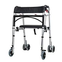 Mobility Drive Walking Aids 4 Wheels Foldable, Rollator Walker with Double Brake System, Medical Rolling Walker Height Adjustable Used for Seniors Walking,C