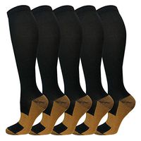 Copper Compression Socks for Women and Men(20-30 mmHg) - Best Medical for Running, Athletic, Nurses, Pregnancy, Flight, Travel, Circulation & Recovery (Black, S/M)