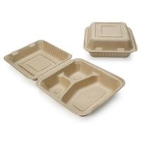 Earth's Natural Alternative Wheat Straw Fiber, Bagasse (Sugarcane) Tree Free 8" 3-Compartment Clam Shell Container, 200/Case