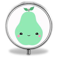 Pear Pill Case, Round Stainless Drug Organizer Container Medicine Cover for Pocket Daily&Weekly