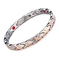 Rando Magnetic Therapy Health Energy Bracelets Women Elegant Titanium Link Chain Bangle Germanium Magnets Bracelets Arthritis Pain Relief (Rose Gold&Silver)