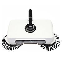 WQWL New Upgraded Aotomatic 360 Degrees Rotation 4-In-1 Non-Electricity Lazy Household Hand Push Adjustable Rod Sweeper Broom Floor Cleaner Dustpan Trash Bin Mop Set (white)