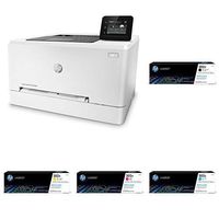 HP LaserJet Pro M254dw Wireless Color Laser Printer (T6B60A) with High Yield 4 Color Toner Cartridges