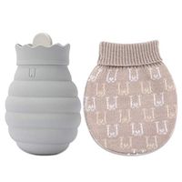 YUN Microwave Oven Heating Bottle Environmental Protection Silicone Transparent Hot Water Bottle Knit Cover Cold Heat Therapy (Color : Gray)